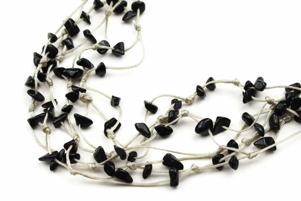 Black Shell Chip Multi-Strand Necklace — handcrafted by LUA Jewellery