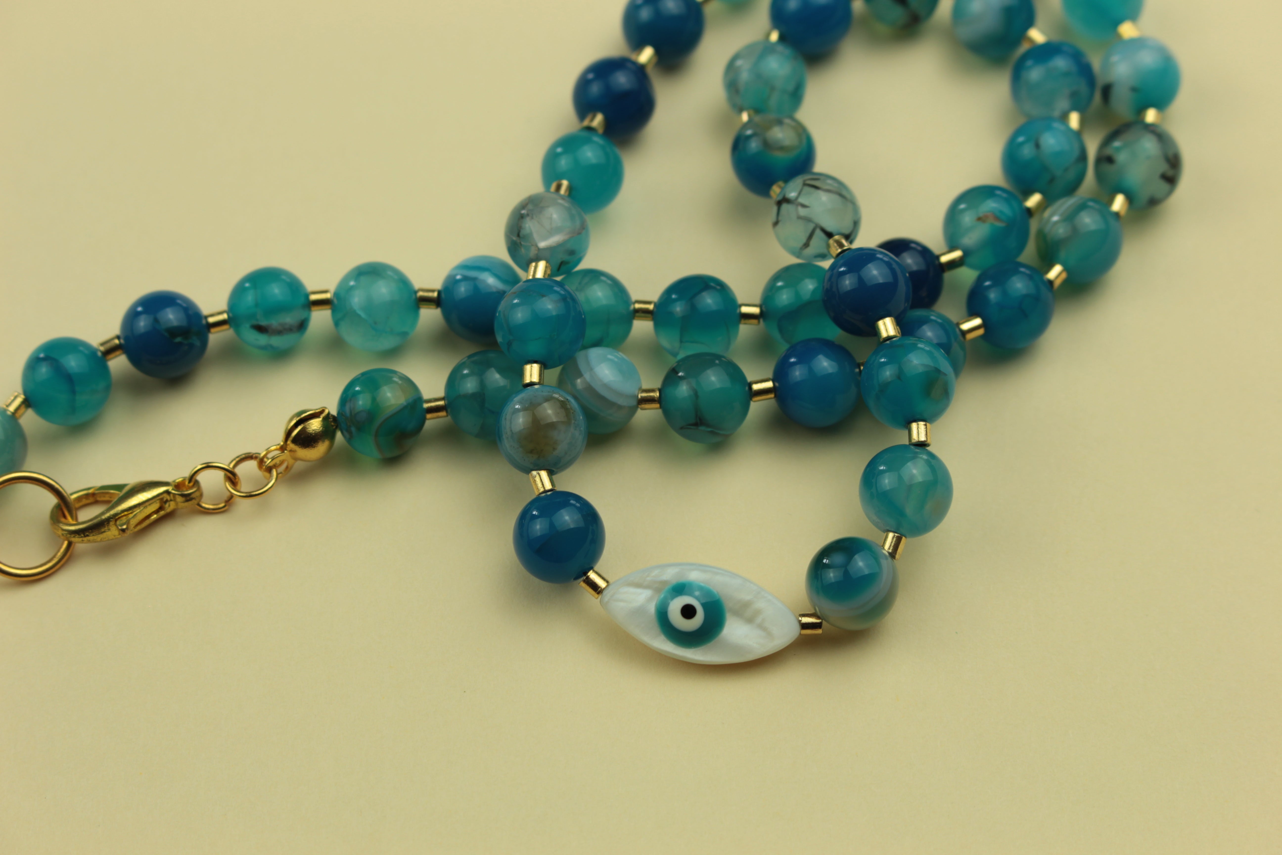 Blue Agate Evil Eye Protection Necklace — handcrafted by LUA Jewellery