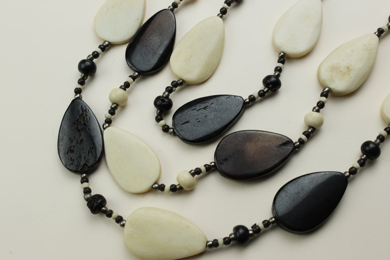 Boho Tribal Natural Horn Necklace – Teardrop Beads — handcrafted by LUA Jewellery