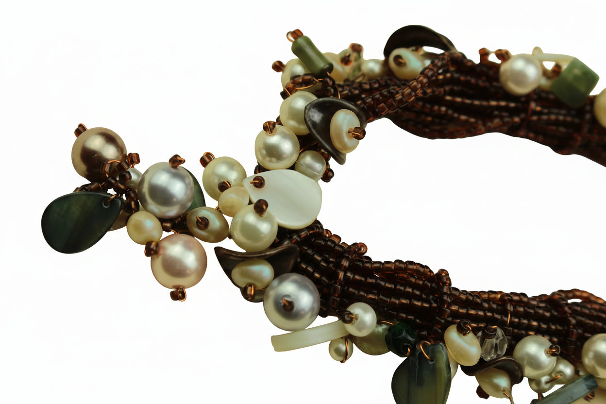 Earthbound Pearl & Shell Charm Twist Necklace — handcrafted by LUA Jewellery