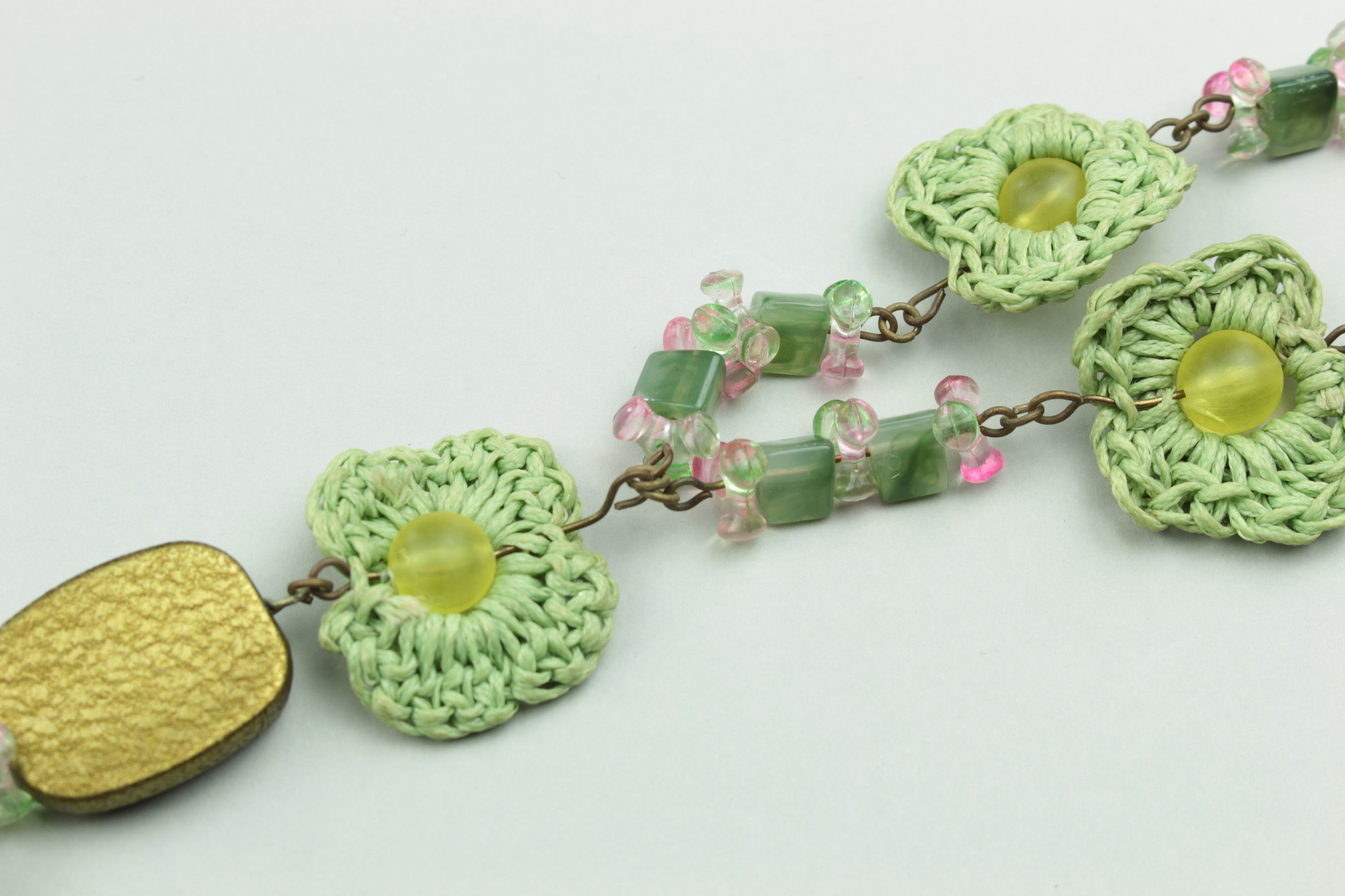 Green Crochet Flower Necklace — handcrafted by LUA Jewellery