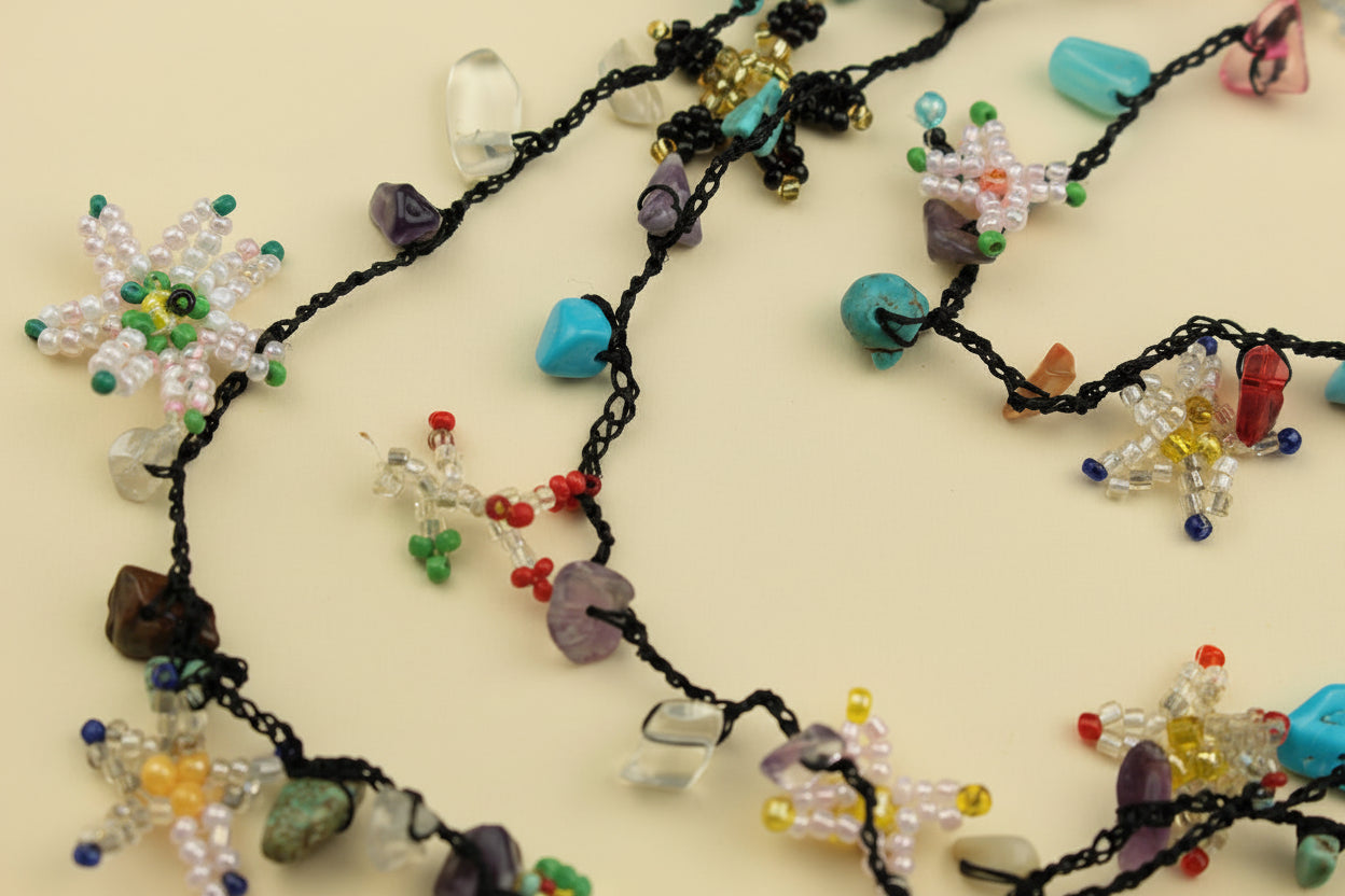 Hand-Crocheted Floral Charm Necklace — handcrafted by LUA Jewellery