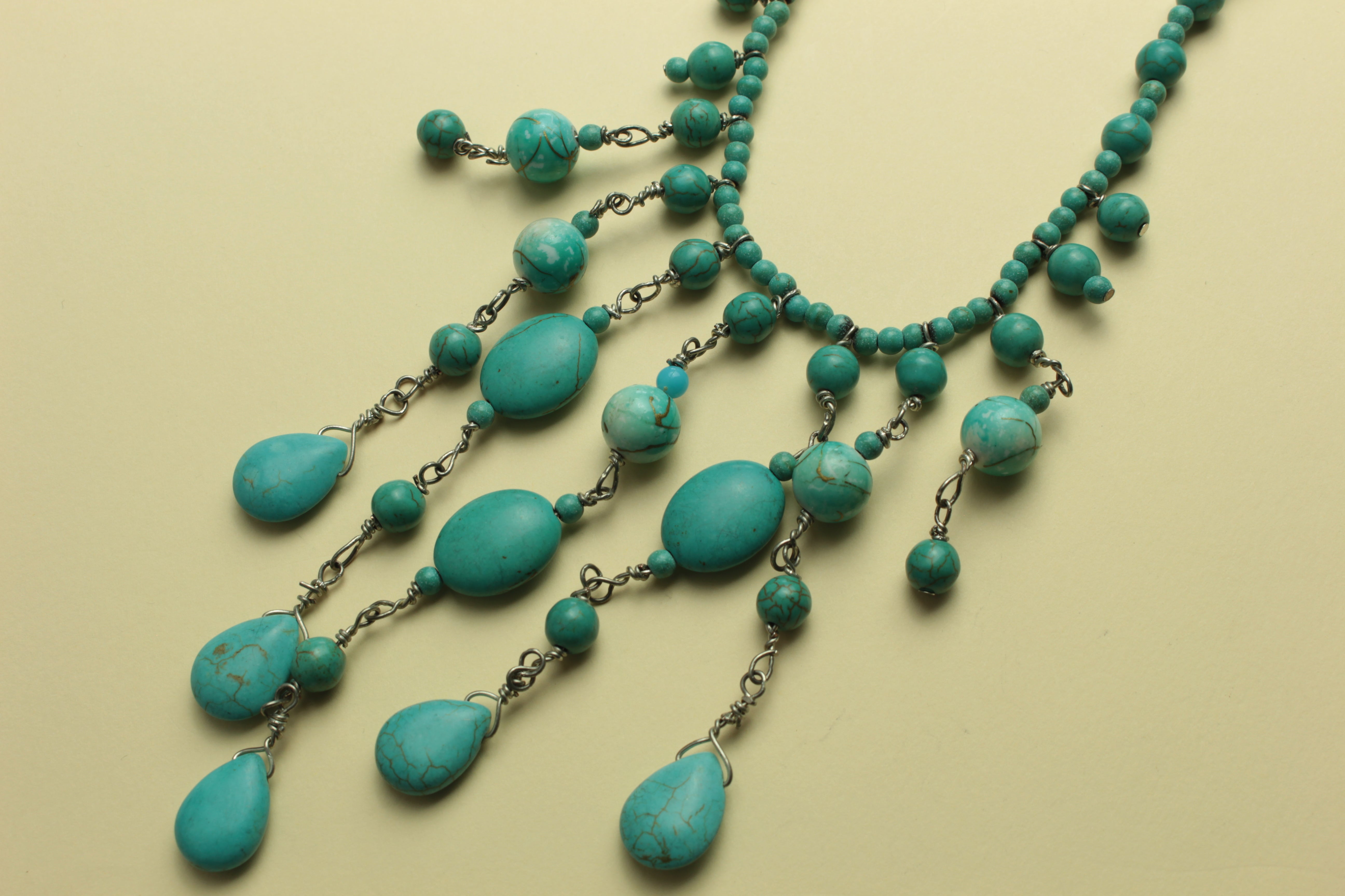 Handmade Natural Turquoise Teardrop Statement Necklace — handcrafted by LUA Jewellery