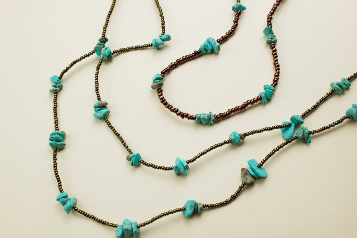 Handmade Turquoise Chip Multi-Strand Necklace — handcrafted by LUA Jewellery