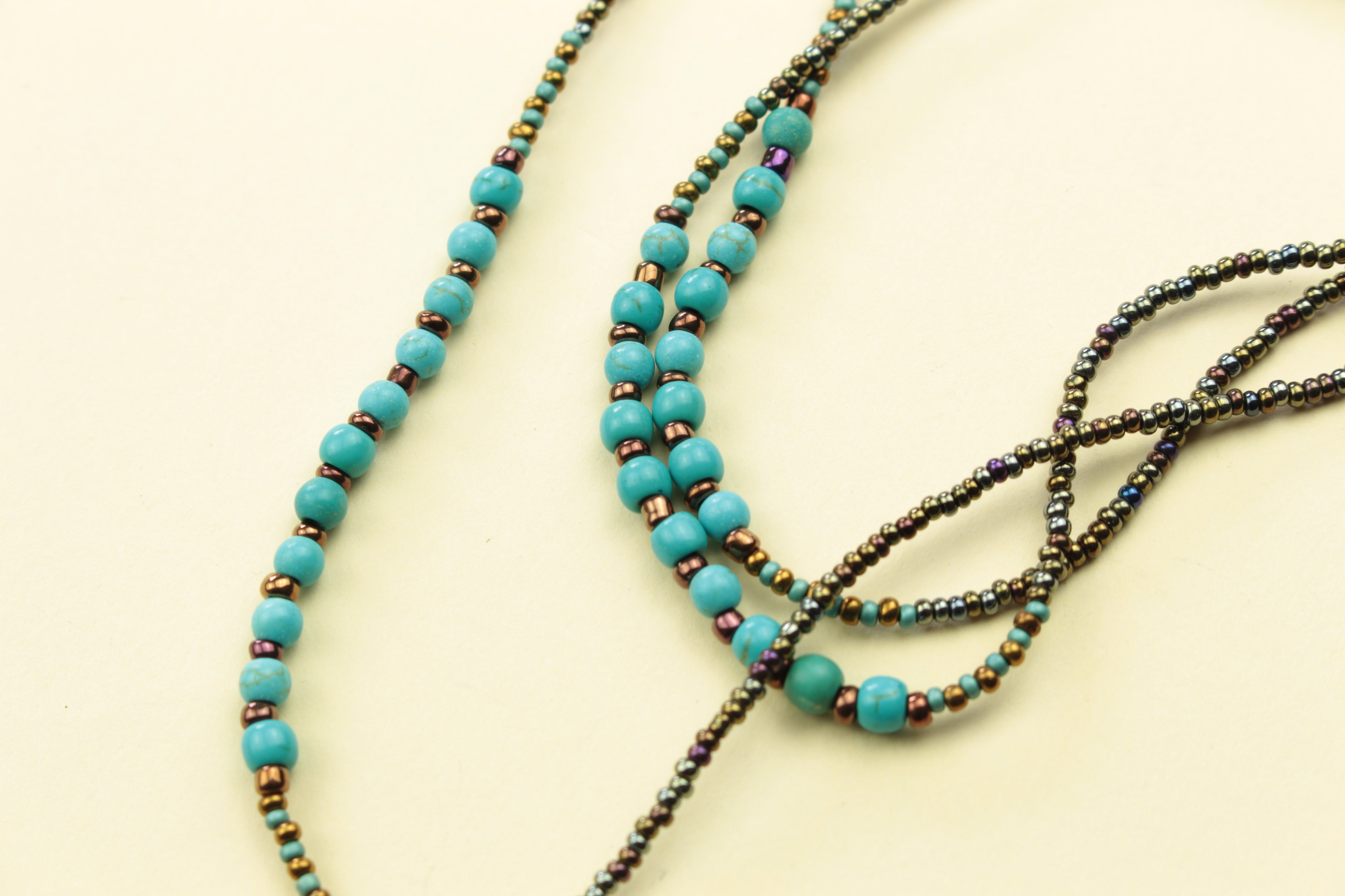 Multi-Layer Turquoise & Metallic Seed Bead Necklace — handcrafted by LUA Jewellery