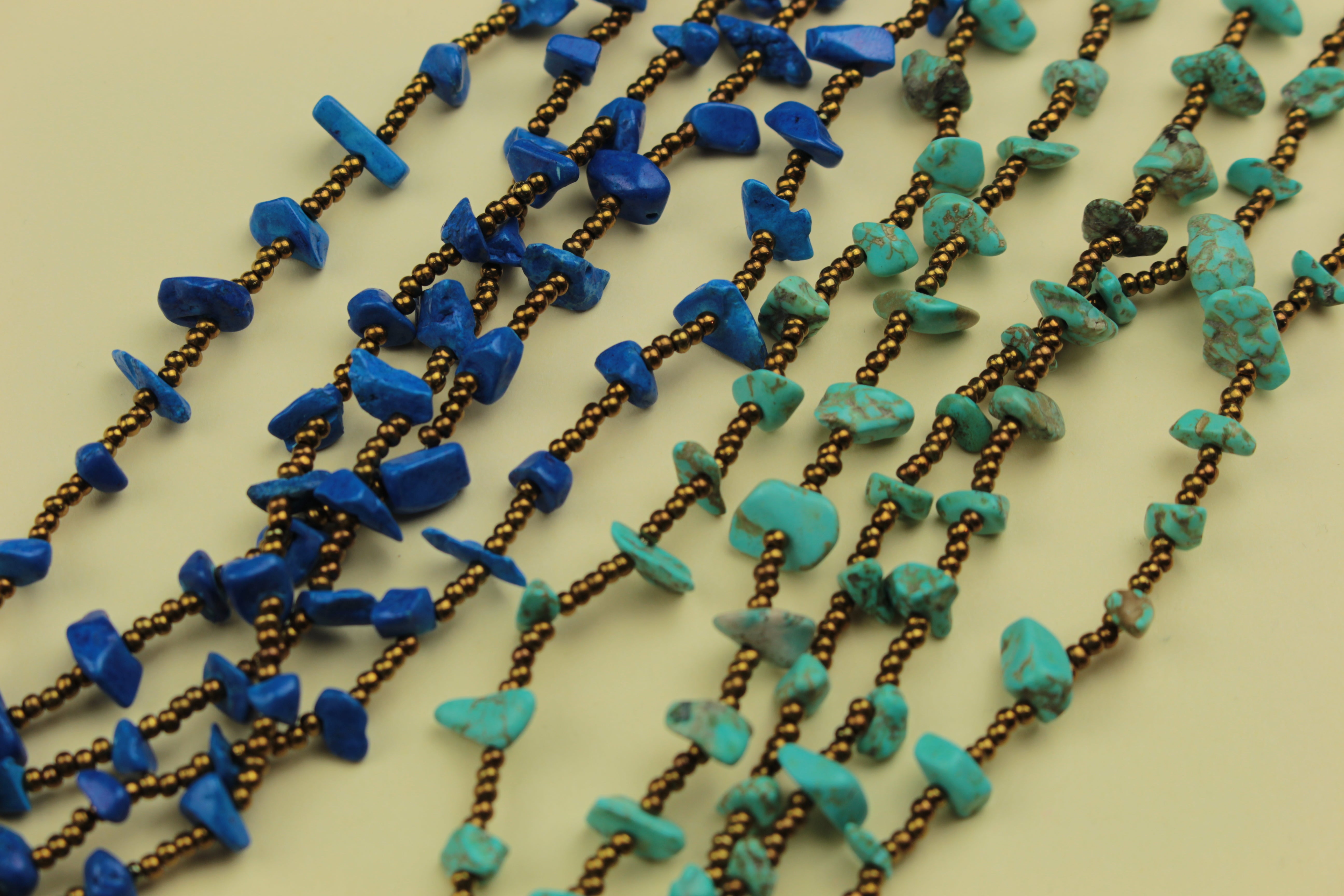 Multi-Strand Blue & Turquoise Natural Stone Chip Necklace — handcrafted by LUA Jewellery