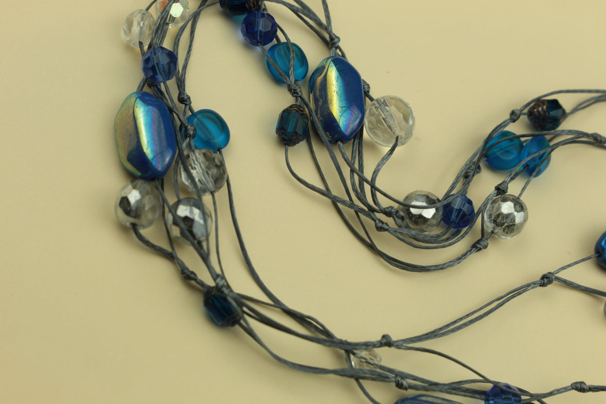 Ocean Glow Multi-Strand Blue Glass Necklace — handcrafted by LUA Jewellery