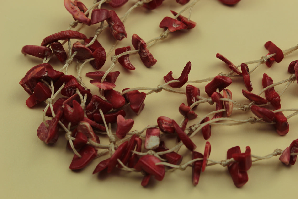 Red Shell Chip Multi-Strand Necklace — handcrafted by LUA Jewellery