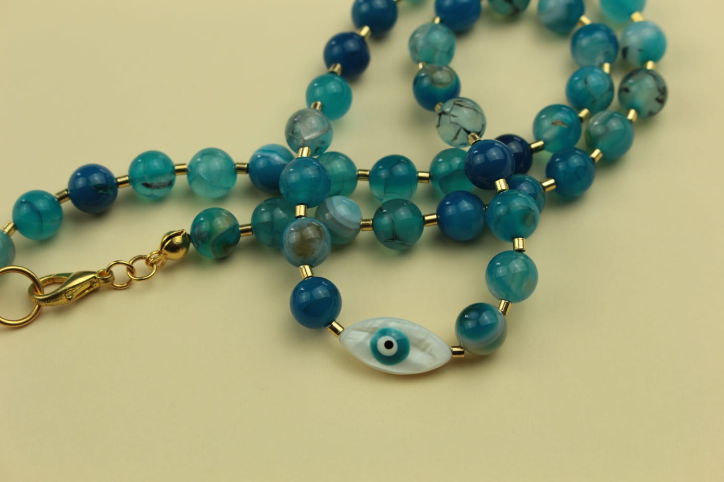 Blue Agate Evil Eye Protection Necklace — handcrafted by LUA Jewellery