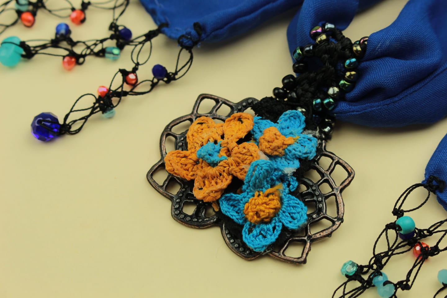 Bohemian Blue Scarf Necklace — handcrafted by LUA Jewellery