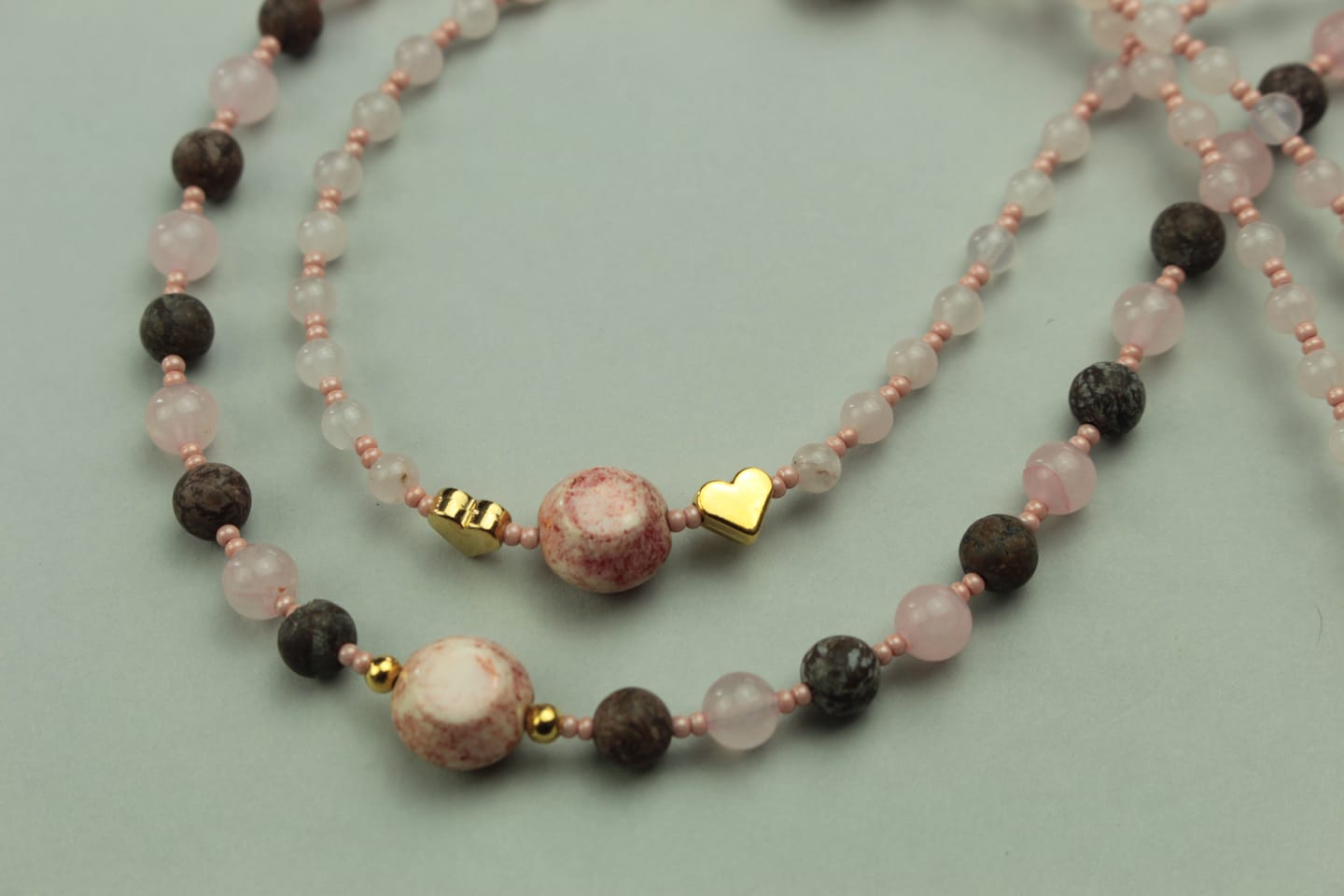 Layered Rose Quartz Necklace — handcrafted by LUA Jewellery