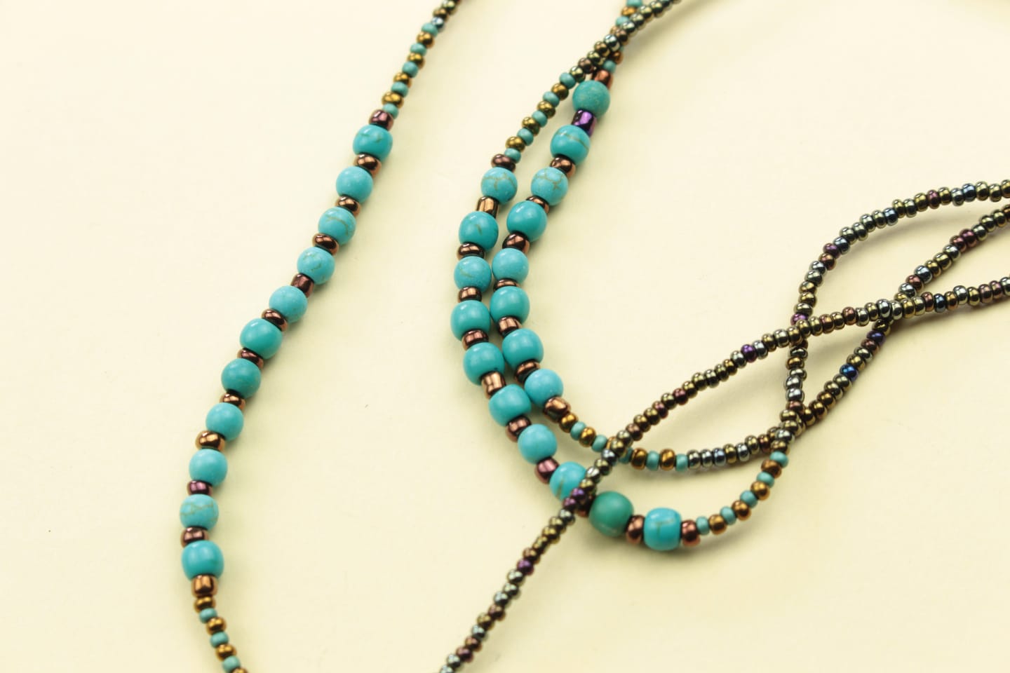 Multi-Layer Turquoise & Metallic Seed Bead Necklace — handcrafted by LUA Jewellery