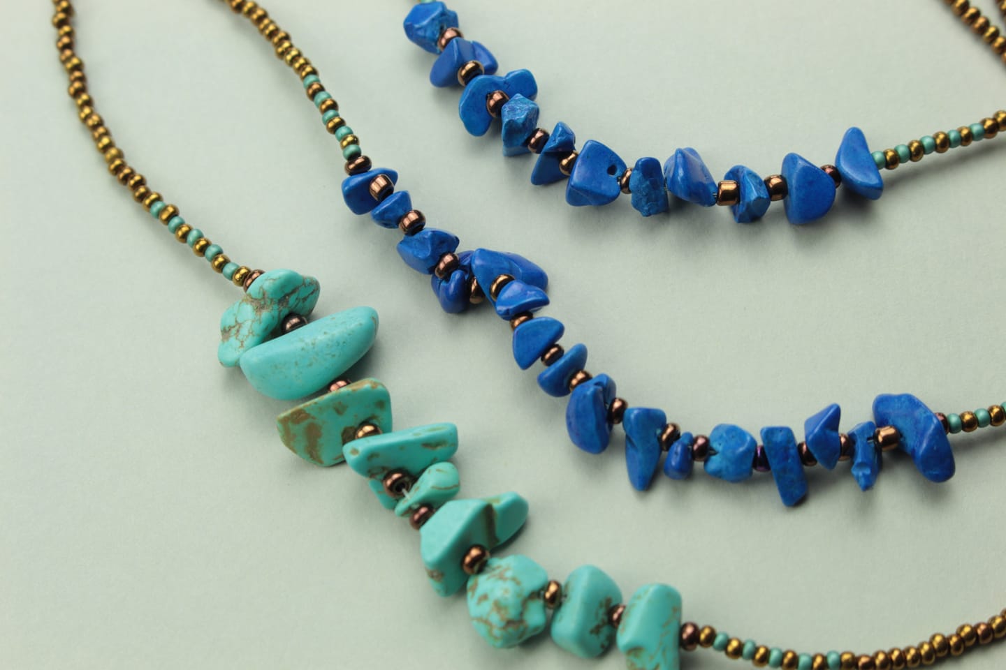 Natural Turquoise & Royal Blue Stone Beaded Necklace — handcrafted by LUA Jewellery