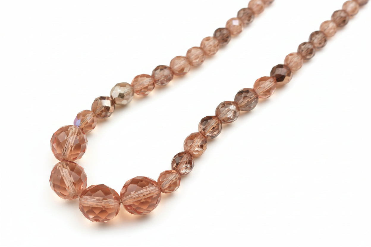 Rosé Crystal Elegance – Faceted Glass Statement Necklace — handcrafted by LUA Jewellery