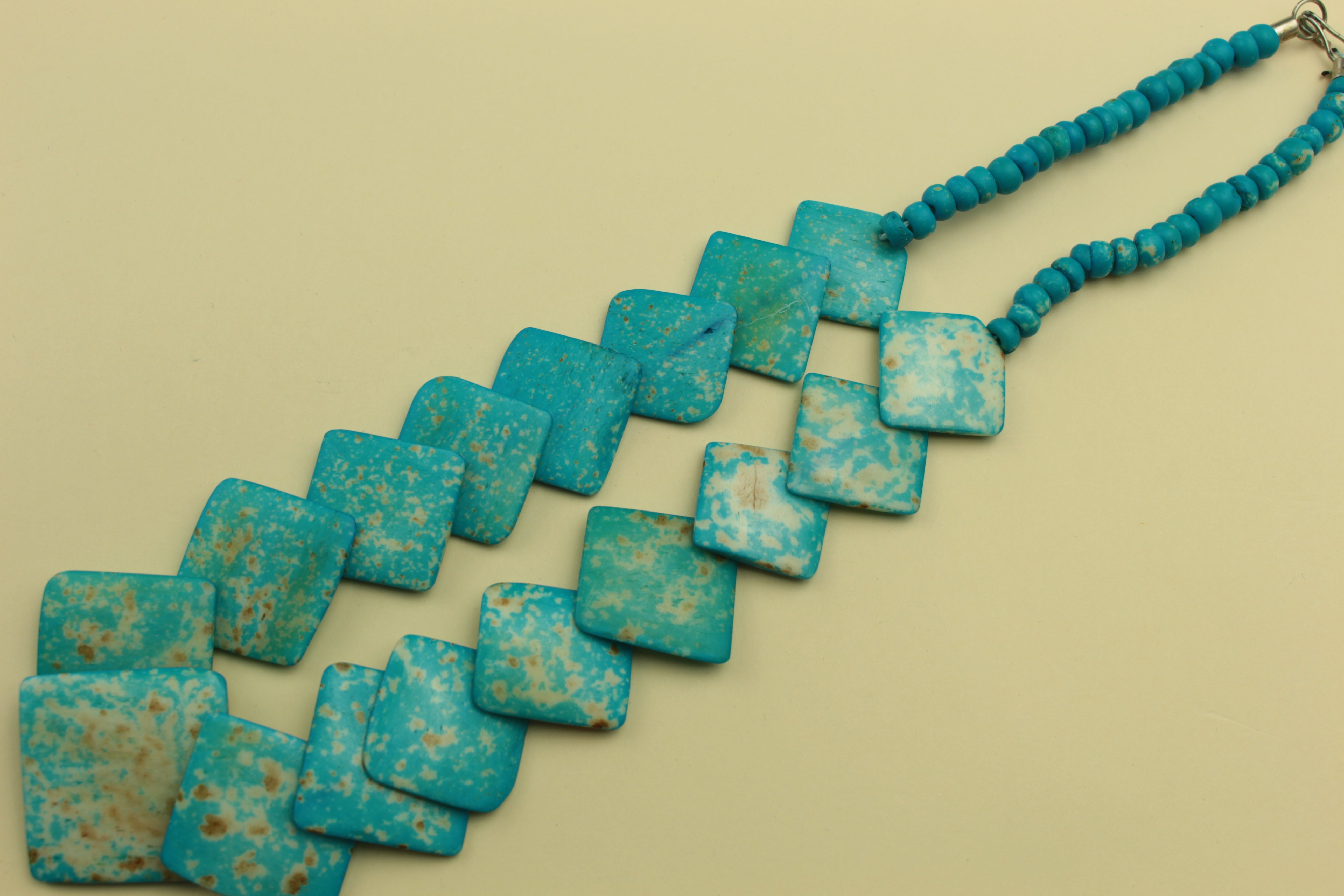 Turquoise Mosaic Statement Necklace — handcrafted by LUA Jewellery