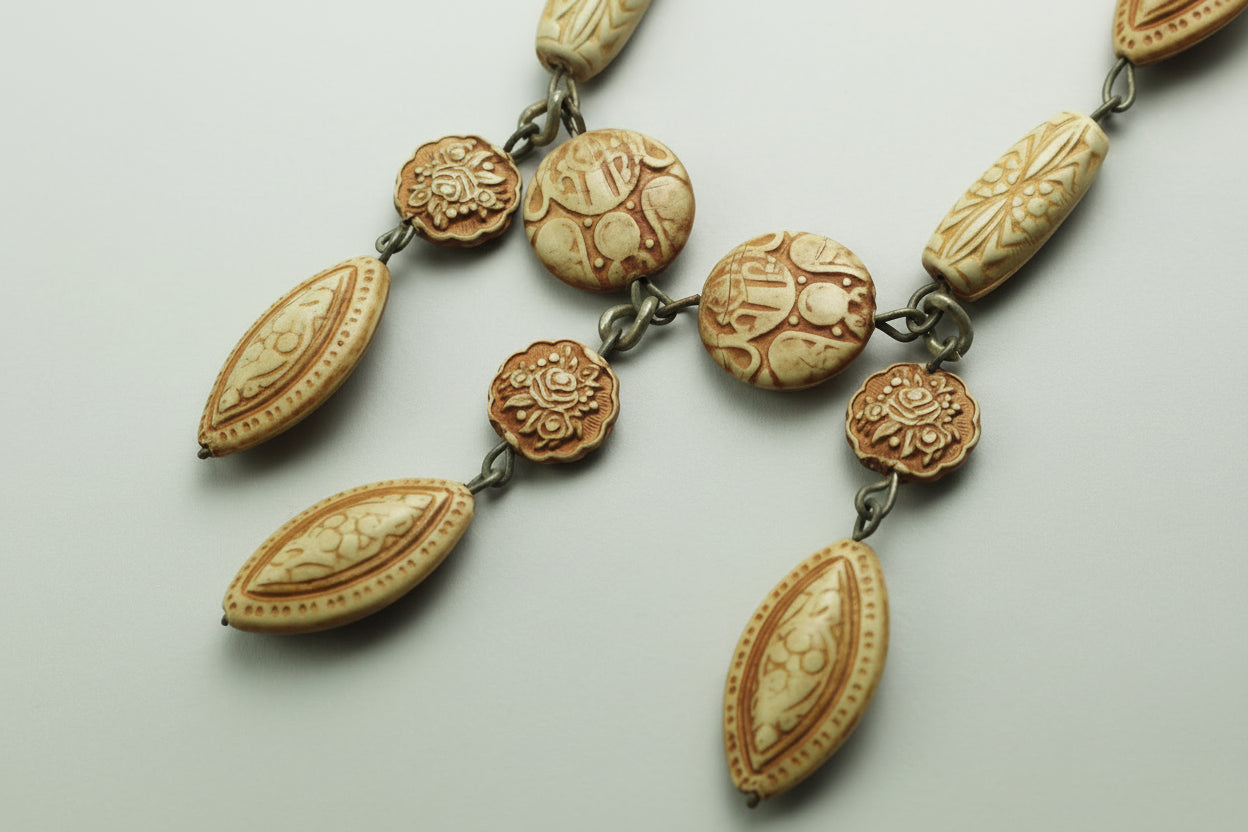 Vintage Hand-Carved Bohemian Floral Necklace — handcrafted by LUA Jewellery