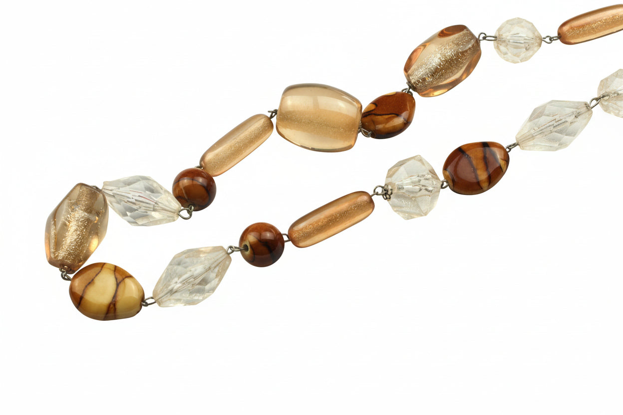 Vintage-Style Long Glass Bead Necklace — handcrafted by LUA Jewellery