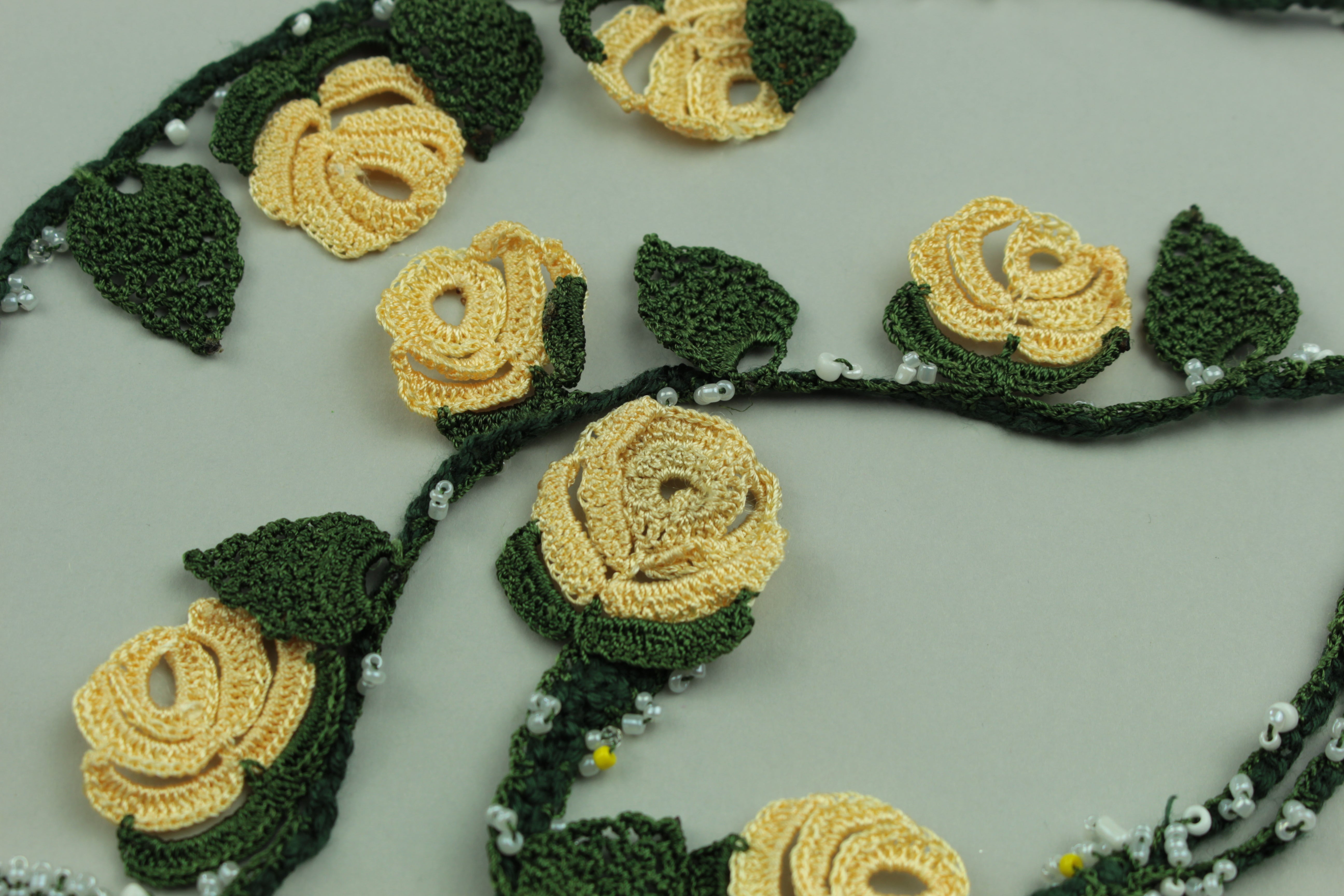 Yellow Crochet Rose Oya Necklace — handcrafted by LUA Jewellery